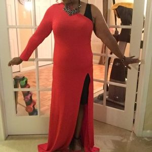 Red One Shoulder Maxi Dress Plus Size XXL